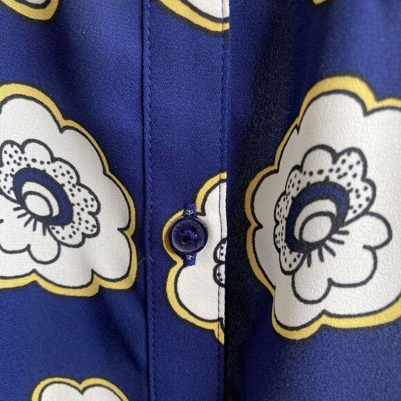 Express The Portofino Shirt Regular Fit Button-Up Blue Aqua Floral Print Size A - Picture 8 of 12